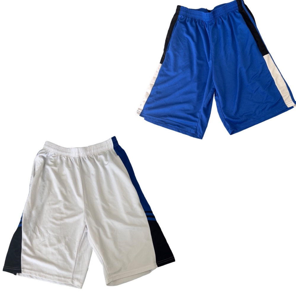 Lot Of 2 Piece Of Conversion Shorts. Polyester. Size Large. Blue & White. Pocket